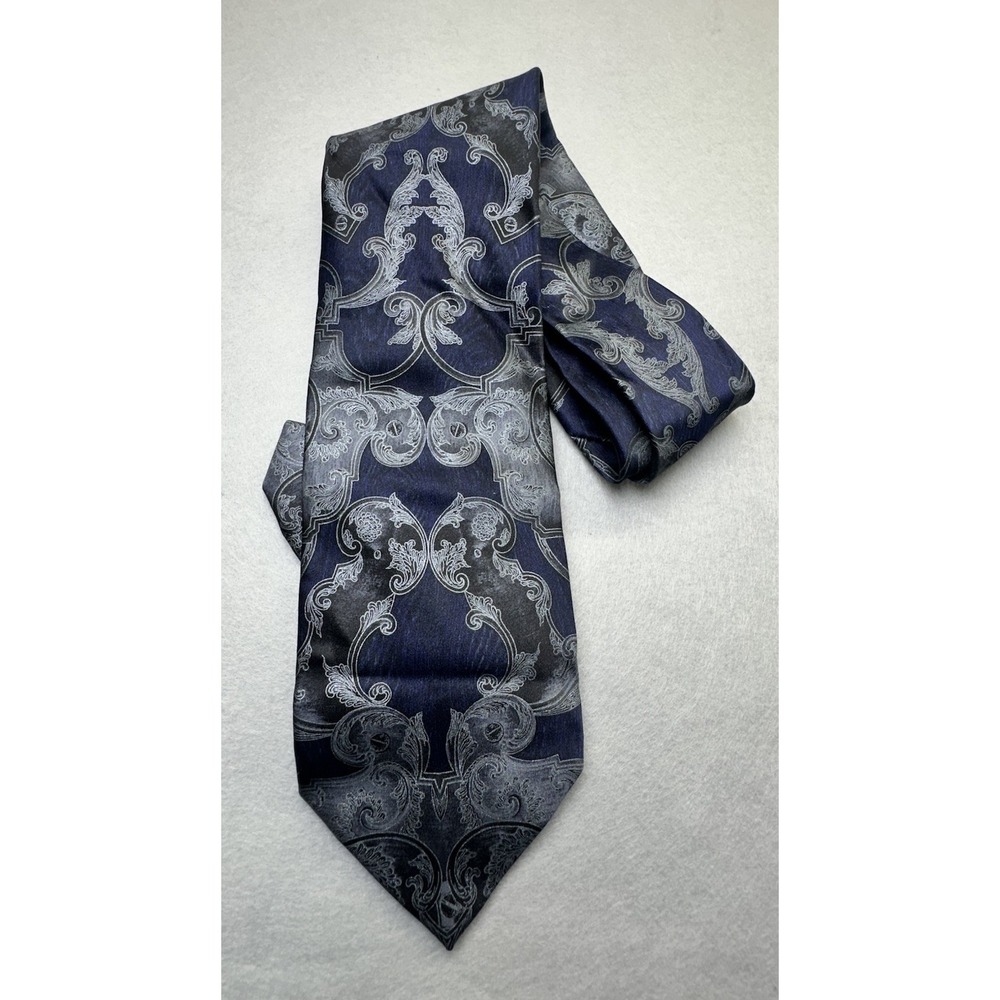GIANFRANCO FERRE Mens 100% Silk Necktie ITALY Luxury‎ Blue Black EUC